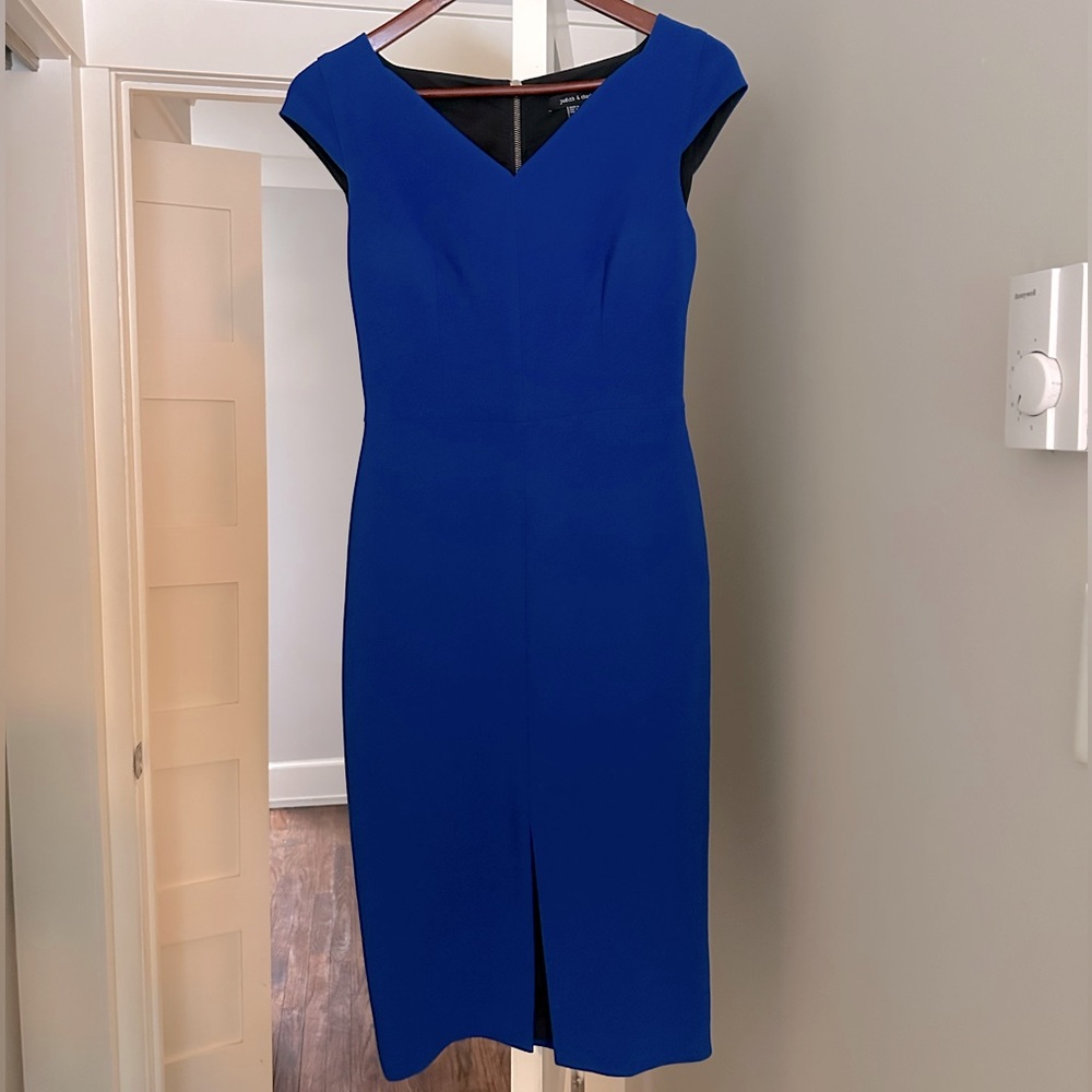 Sleeveless V-Neck Midi Dress in Cobalt Blue